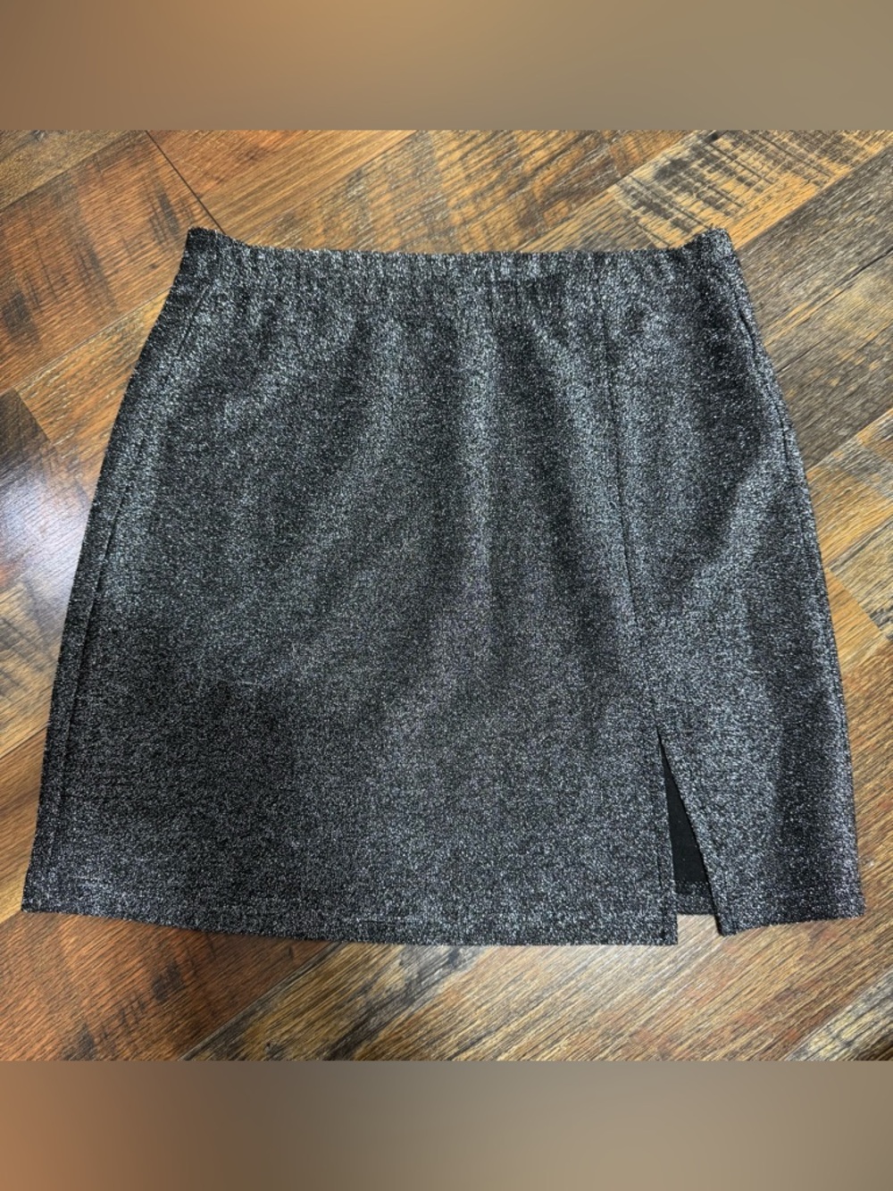 SHEIN Black Metallic Mini Skirt with Side Slit